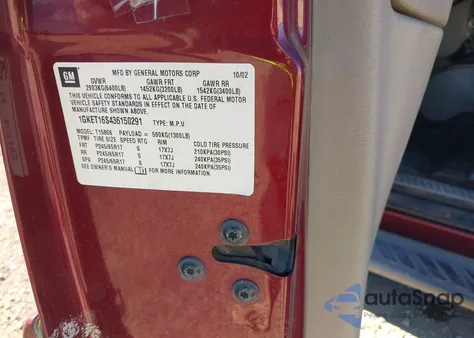 2003 GMC Envoy Xl Slt from USA, damaged, VIN 1GKET16S436150291